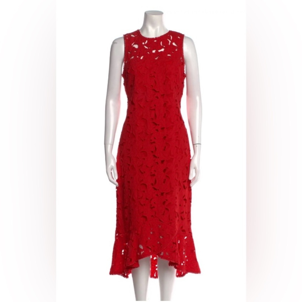 Shoshanna Red Lace Midi Dress - Picture 2 of 10